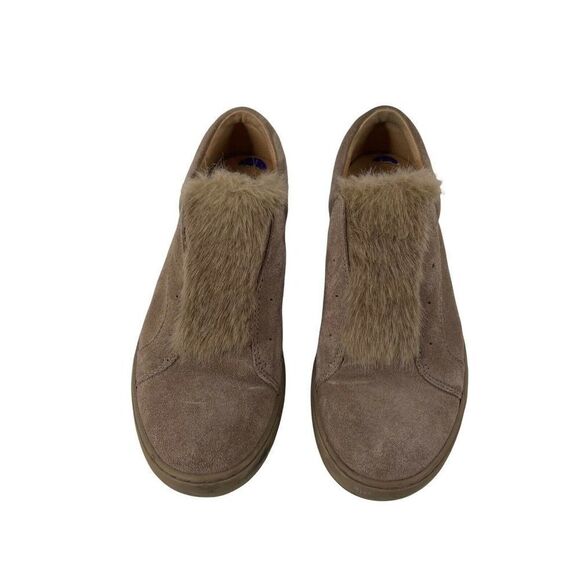 Franco Sarto Suede Faux Fur Sneakers Slip On Size 8.5 Leather Brown Casual Boho - Picture 3 of 9